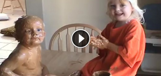 Girl Covers Her Little Brother in Peanut Butter
